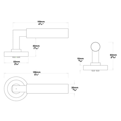Iver Berlin Door Lever Handle on Round Rose Privacy Kit - Available in Various Finishes