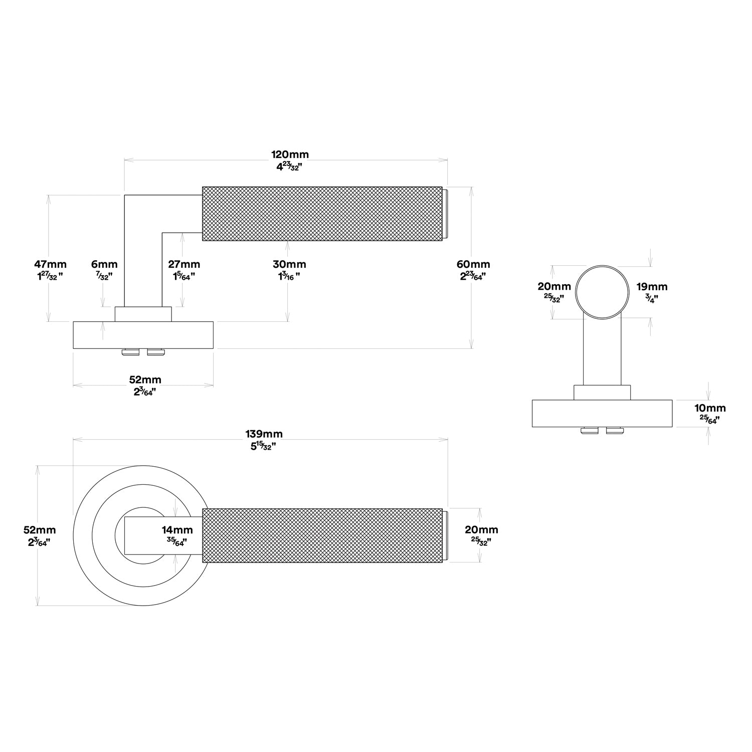 Iver Brunswick Door Lever Handle on Round Rose Passage Kit - Available in Various Finishes