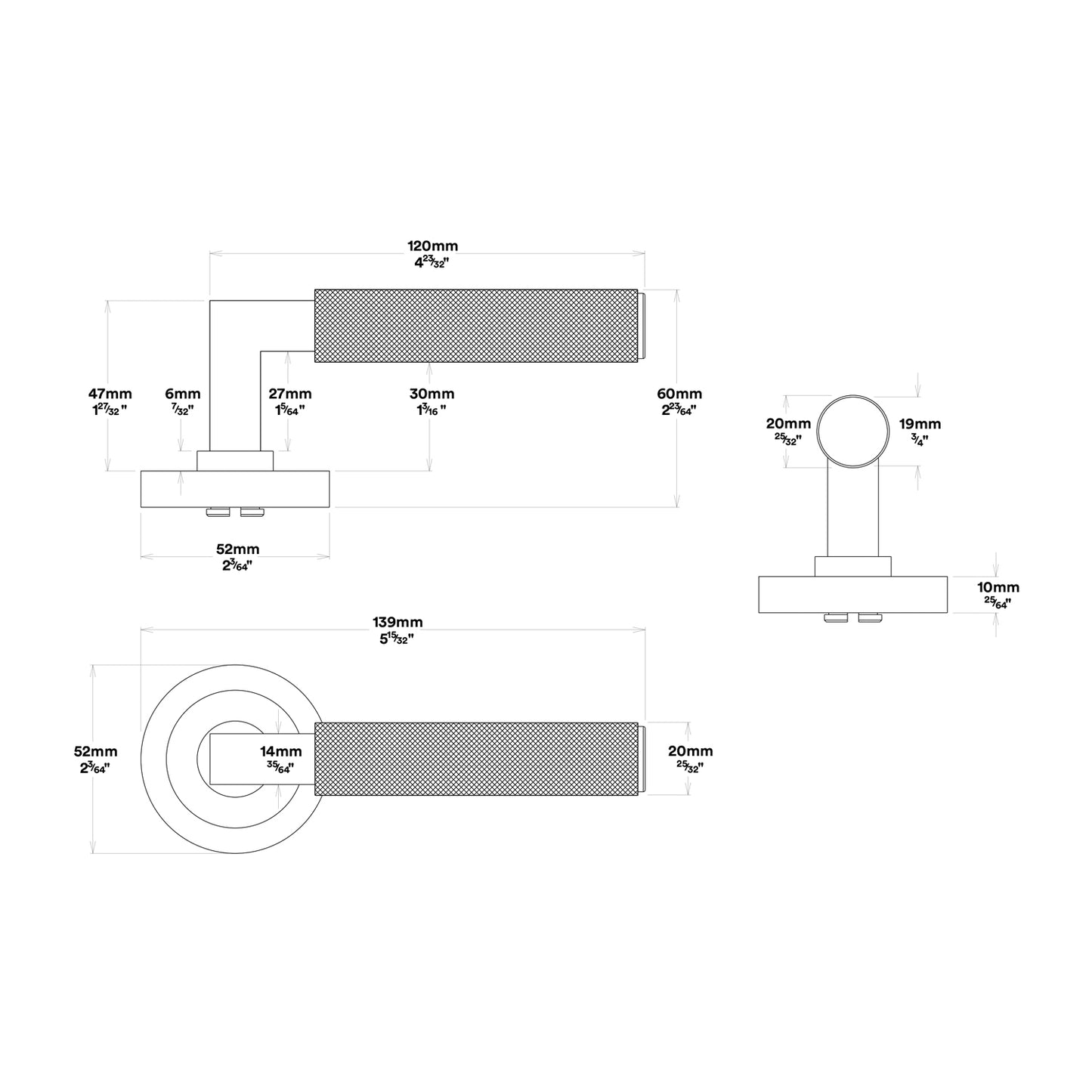 Iver Brunswick Door Lever Handle on Round Rose Privacy Kit - Available in Various Finishes