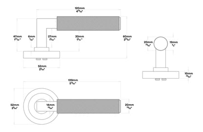Iver Brunswick Door Lever on Round Rose Entrance Kit Key/Thumb - Available in Various Finishes