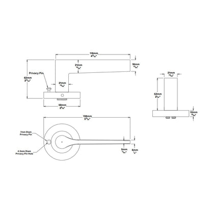 Iver Como Door Lever on Round Rose Inbuilt Privacy Kit - Available in Various Finishes