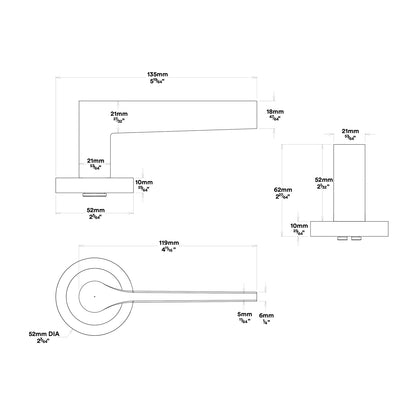 Iver Como Door Lever Handle on Round Rose Entrance Kit Key/Key - Available in Various Finishes