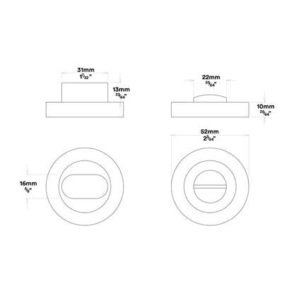 Iver Como Door Lever Handle on Round Rose Privacy Kit - Available in Various Finishes