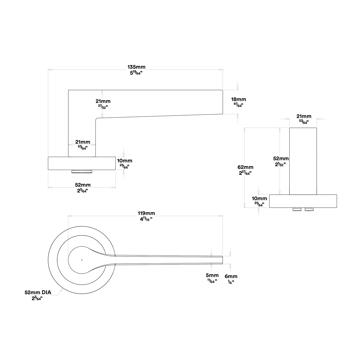 Iver Como Door Lever Handle on Round Rose Privacy Kit - Available in Various Finishes