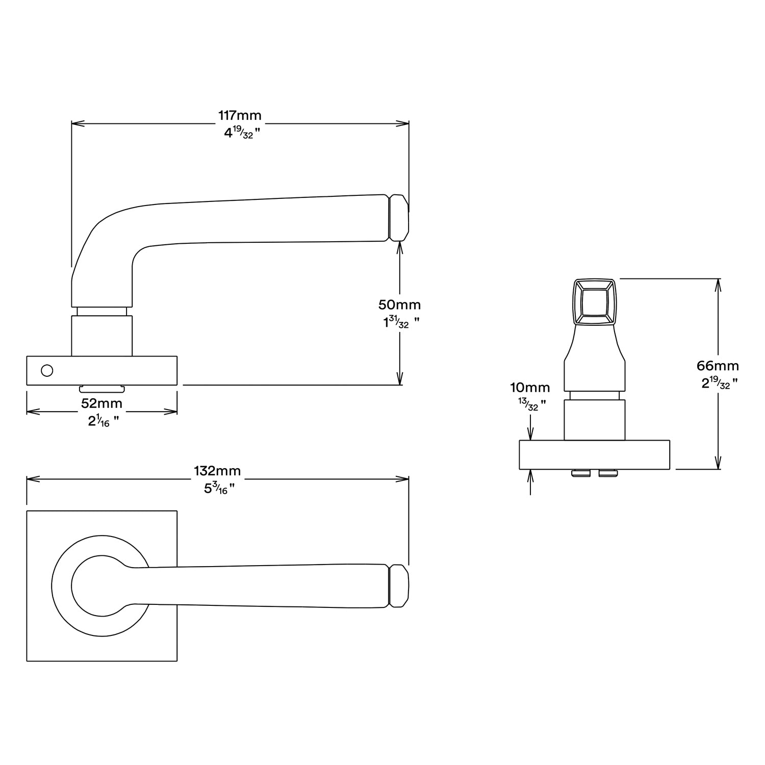Iver Annecy Door Lever Handle on Square Rose Entrance Kit Key/Key - Available in Various Finishes