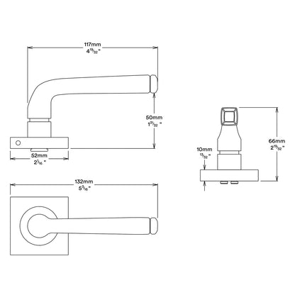 Iver Annecy Door Lever Handle on Square Rose Entrance Kit Key/Key - Available in Various Finishes