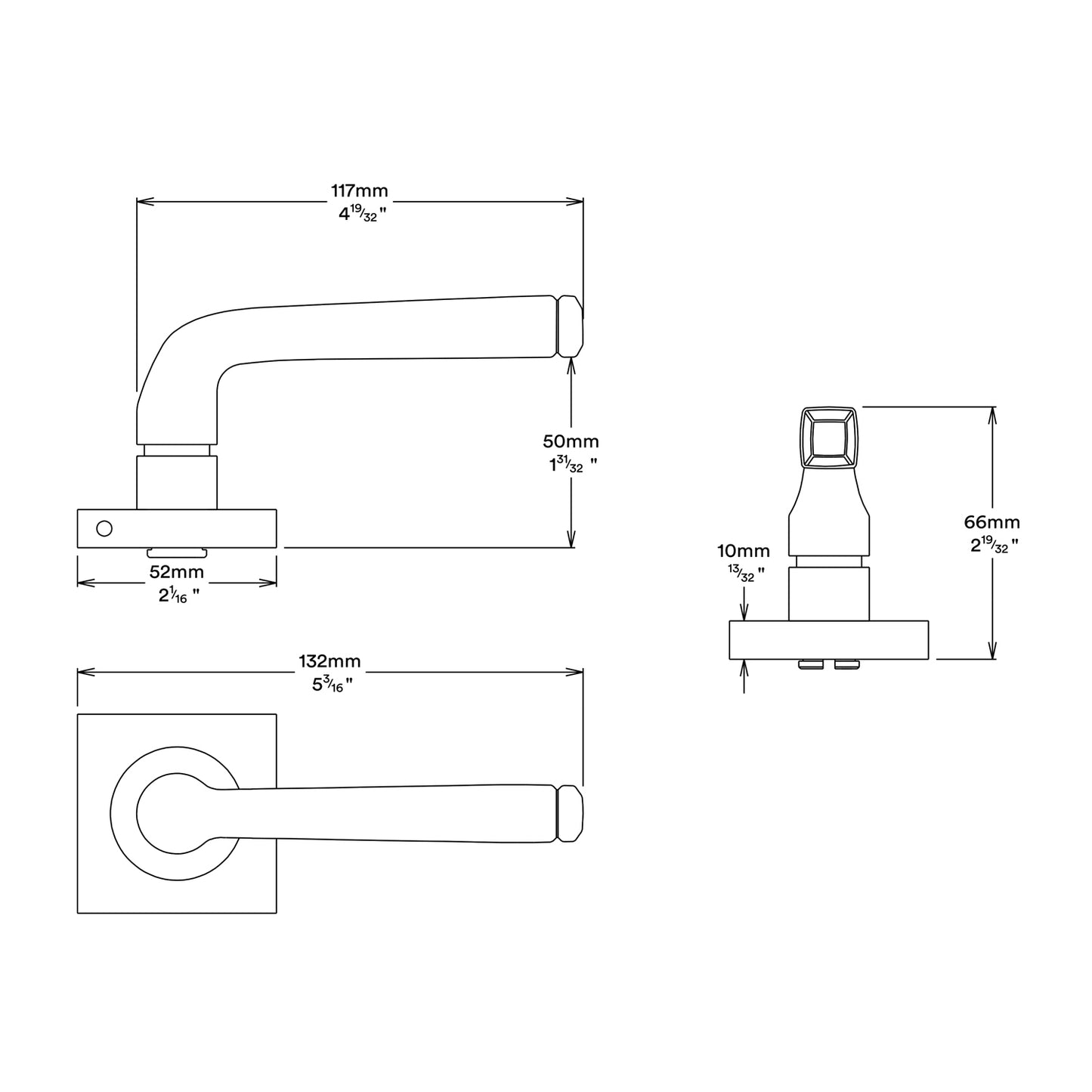 Iver Annecy Door Lever Handle on Square Rose Entrance Kit Key/Thumb - Available in Various Finishes