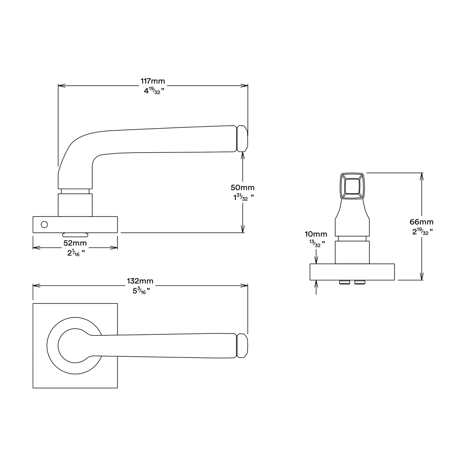 Iver Annecy Door Lever Handle on Square Rose Entrance Kit Key/Thumb - Available in Various Finishes