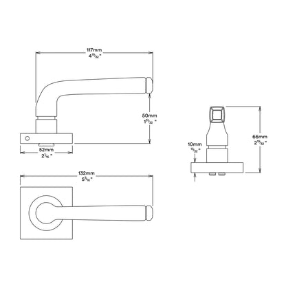 Iver Annecy Door Lever Handle on Square Rose Entrance Kit Key/Thumb - Available in Various Finishes