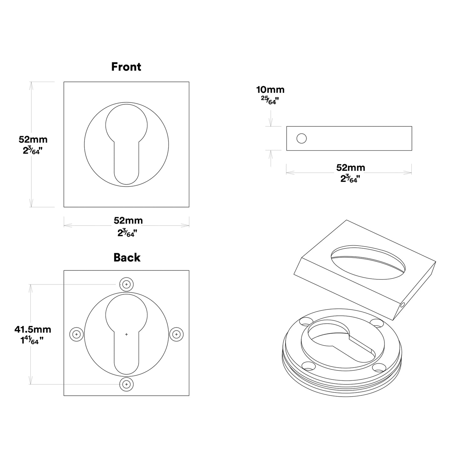 Iver Annecy Door Lever Handle on Square Rose Entrance Kit Key/Thumb - Available in Various Finishes