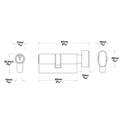 Iver Bronte Door Lever Handle on Square Rose Entrance Kit Key/Thumb - Available in Various Finishes