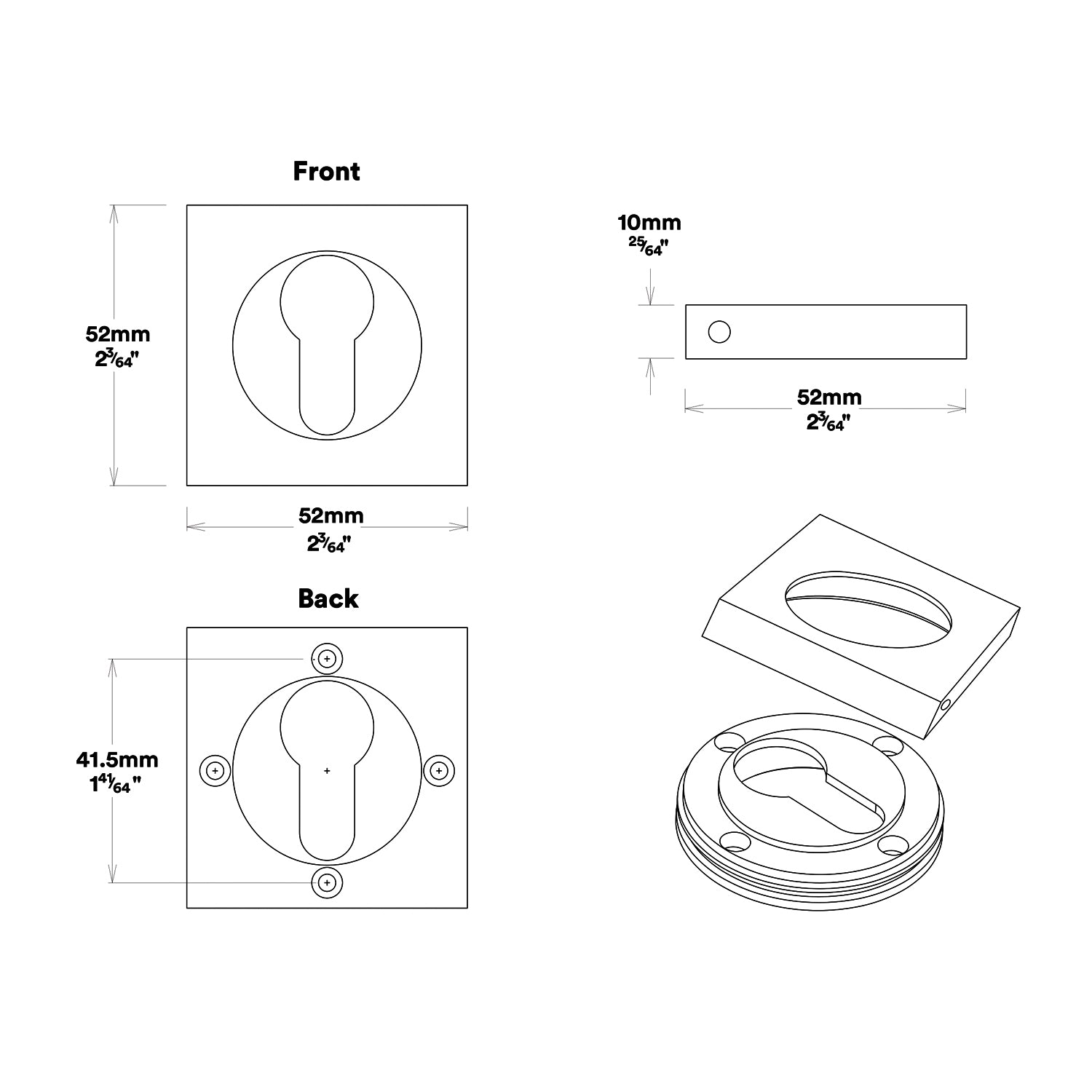 Iver Bronte Door Lever Handle on Square Rose Entrance Kit Key/Thumb - Available in Various Finishes