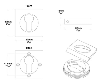 Iver Brunswick Door Lever on Square Rose Entrance Kit Key/Key - Available in Various Finishes