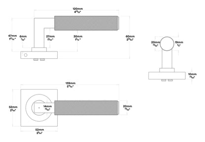 Iver Brunswick Door Lever on Square Rose Entrance Kit Key/Key - Available in Various Finishes