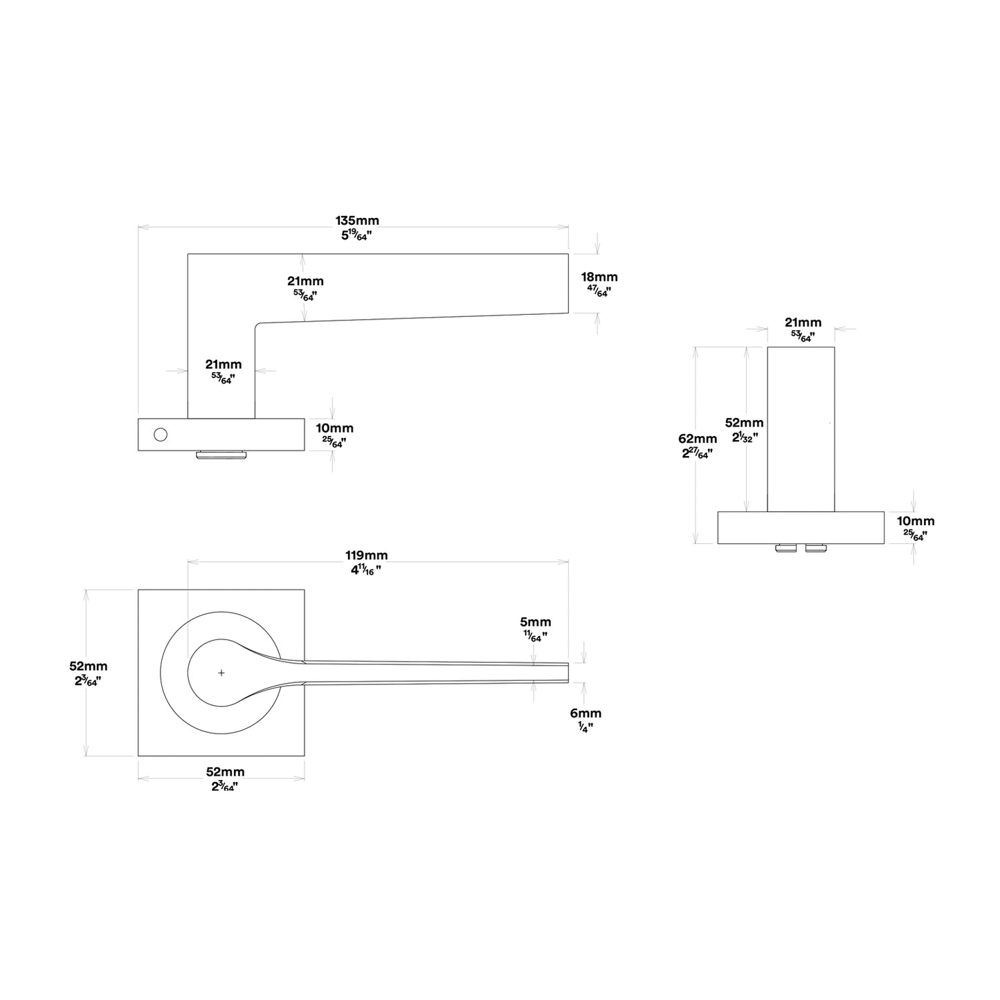 Iver Como Door Lever Handle on Square Rose Entrance Kit Key/Key - Available in Various Finishes