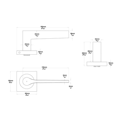 Iver Como Door Lever Handle on Square Rose Entrance Kit Key/Key - Available in Various Finishes