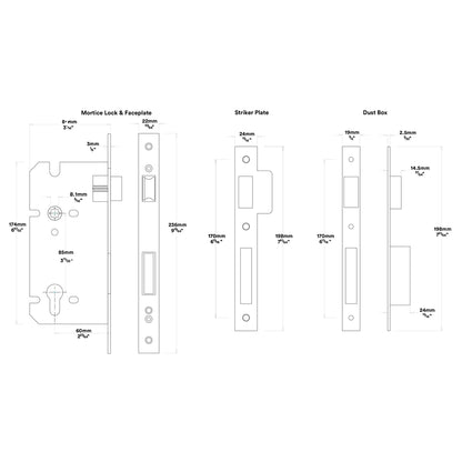 Iver Como Door Lever Handle on Square Rose Entrance Kit Key/Thumb - Available in Various Finishes