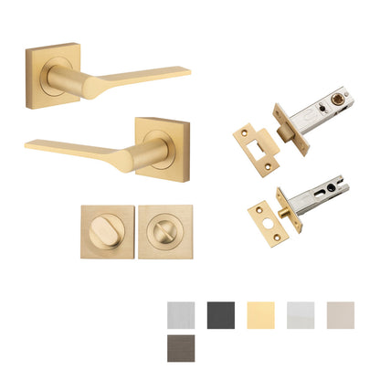 Iver Como Door Lever Handle on Square Rose Privacy Kit - Available in Various Finishes