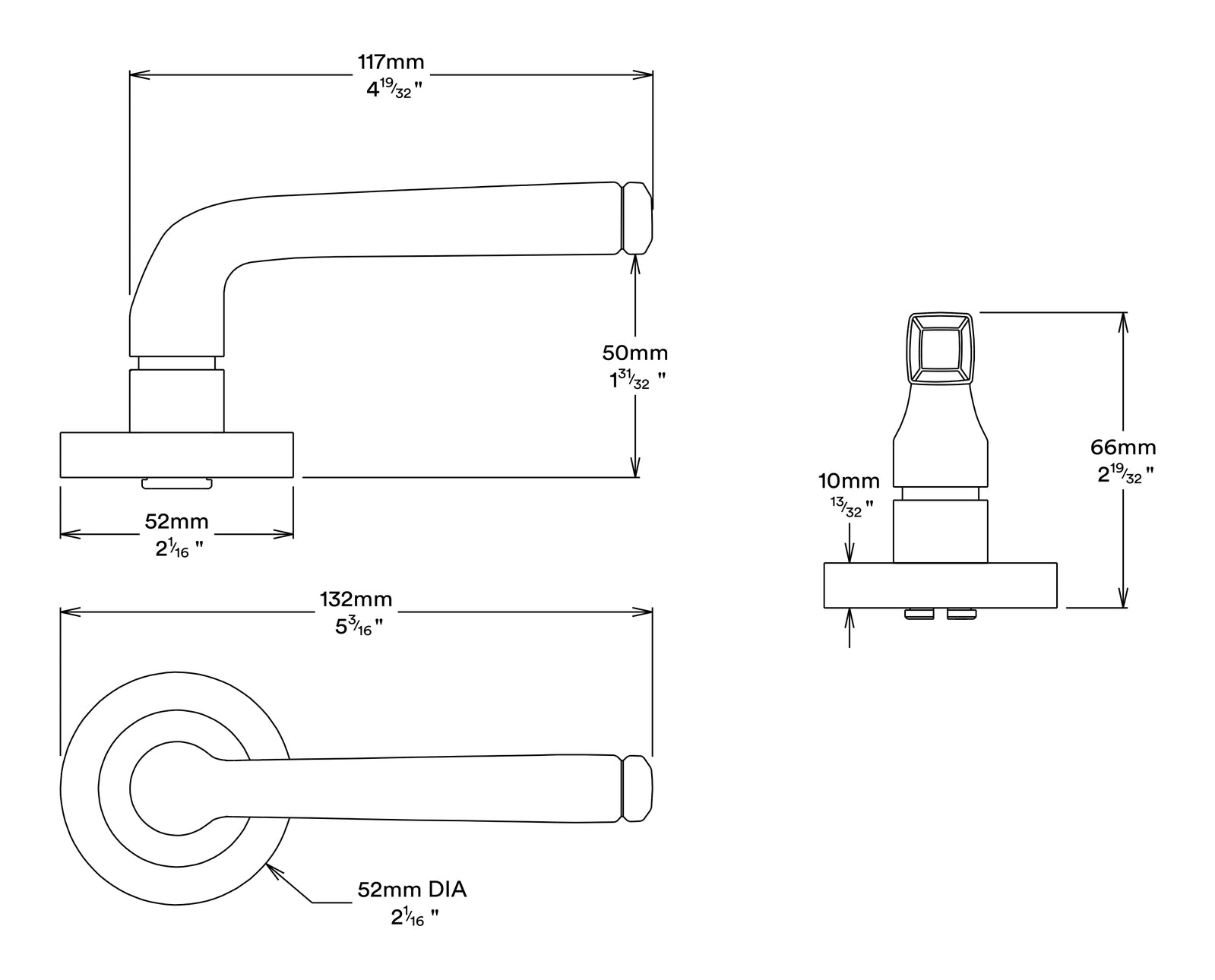 Iver Annecy Door Lever on Round Rose Privacy Kit - Available in Various Finishes