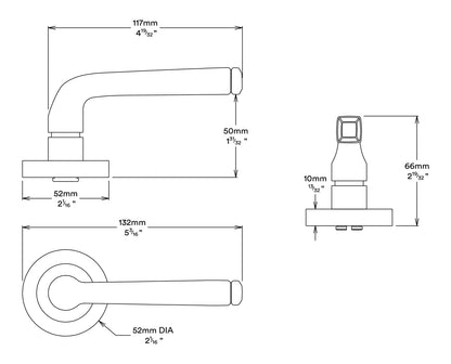 Iver Annecy Door Lever on Round Rose Privacy Kit - Available in Various Finishes