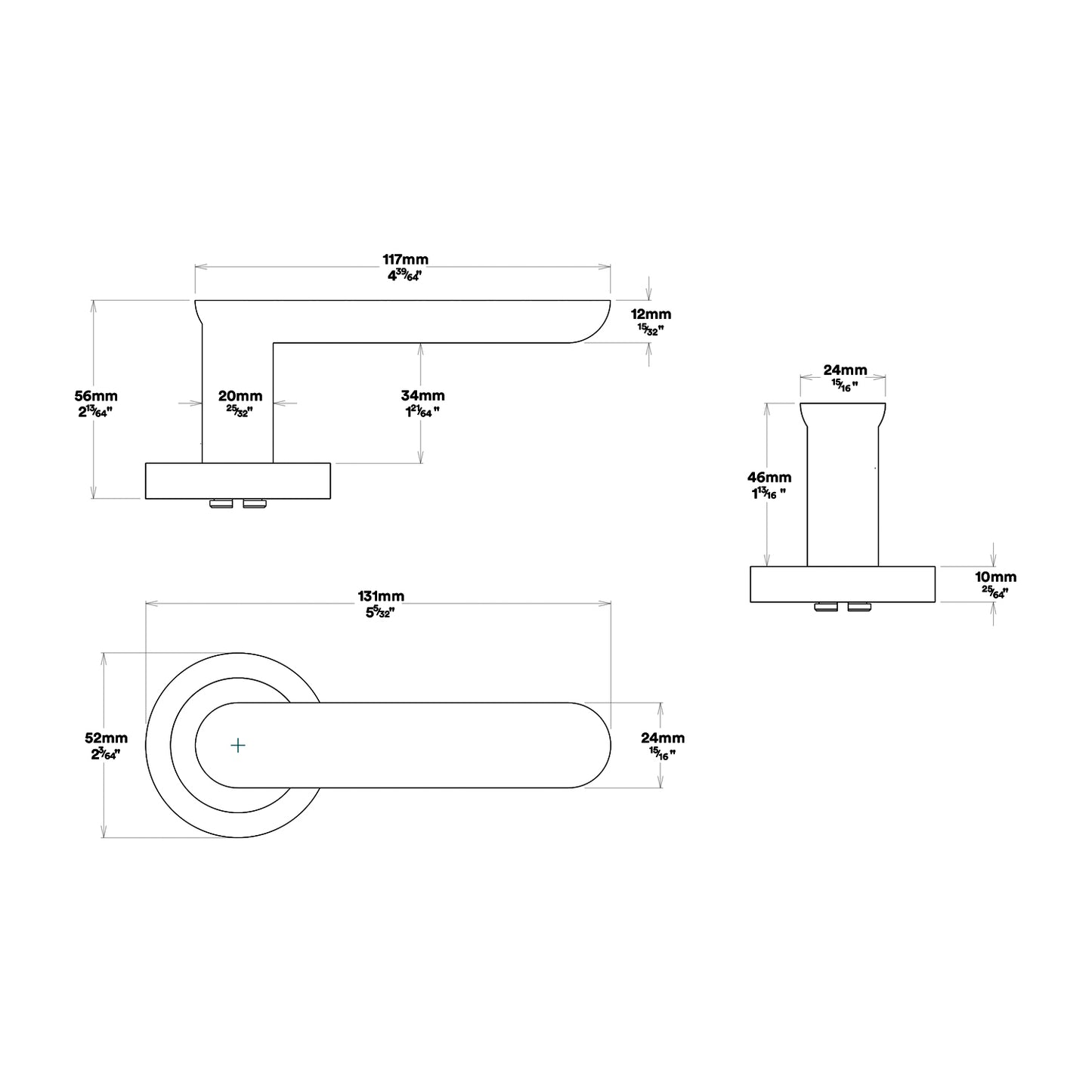 Iver Bronte Door Lever Handle on Round Rose Entrance Kit Key/Key - Available in Various Finishes