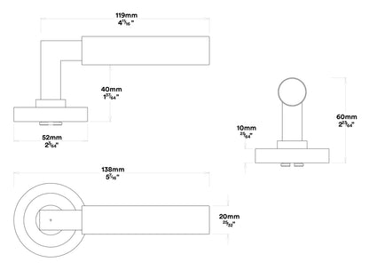 Iver Berlin Door Lever on Round Rose Entrance Kit Key/Key - Available in Various Finishes