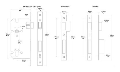 Iver Baltimore Door Lever on Square Rose Pair Entrance Kit Key/Thumb - Available in Various Finishes