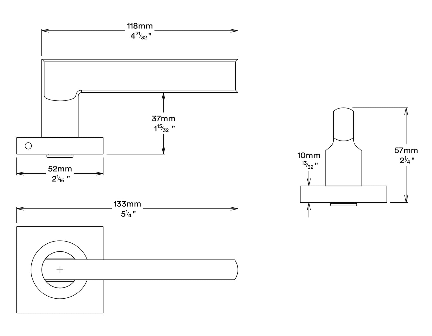 Iver Baltimore Door Lever on Square Rose Pair Entrance Kit Key/Thumb - Available in Various Finishes