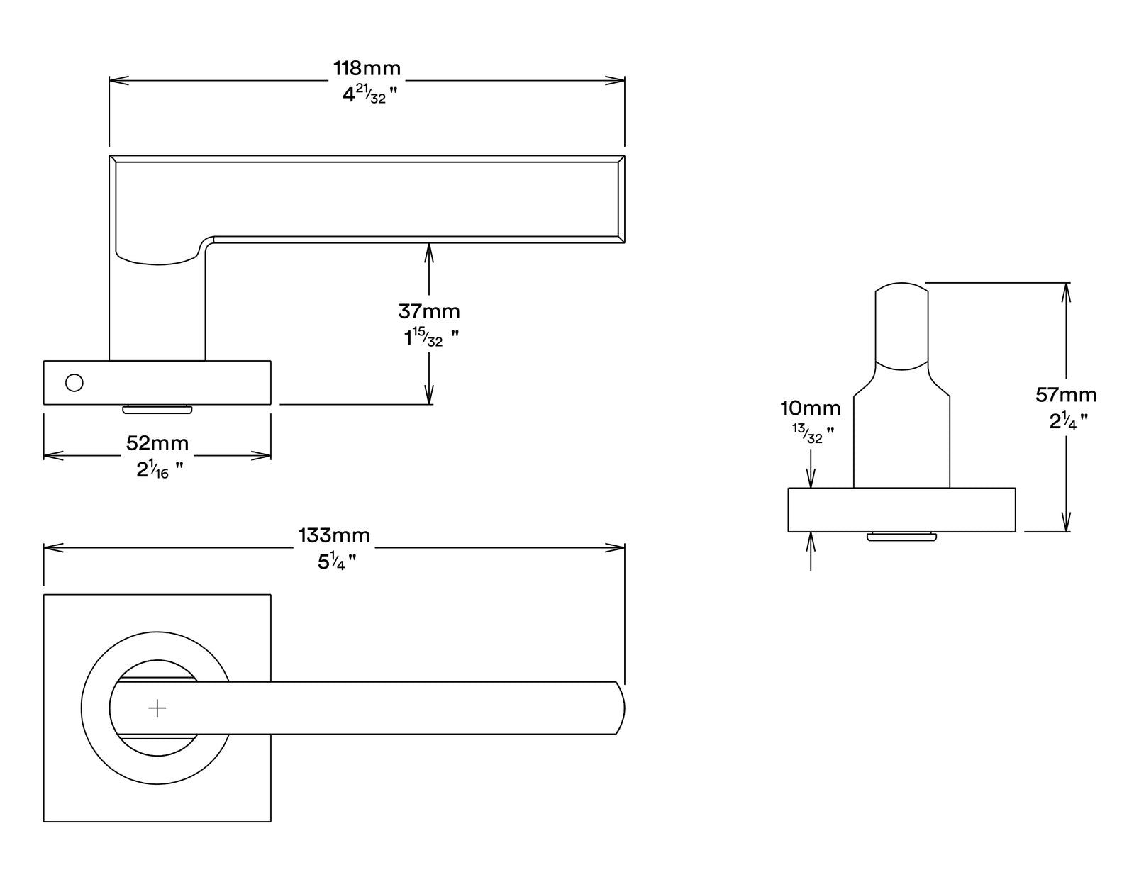Iver Baltimore Door Lever on Square Rose Pair Entrance Kit Key/Thumb - Available in Various Finishes