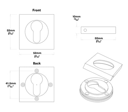 Iver Baltimore Door Lever on Square Rose Pair Entrance Kit Key/Thumb - Available in Various Finishes