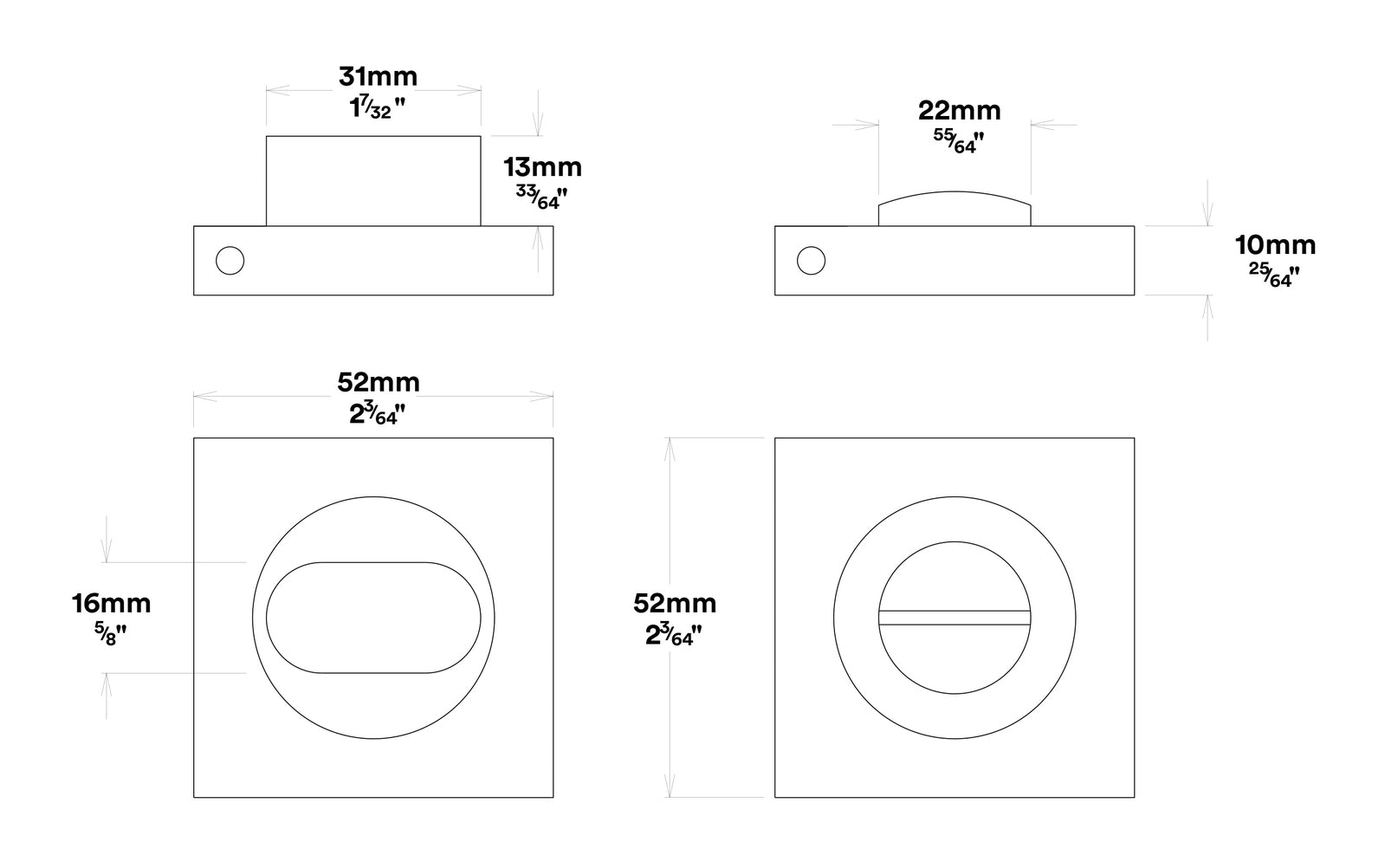 Iver Annecy Door Lever on Square Rose Privacy Kit - Available in Various Finishes
