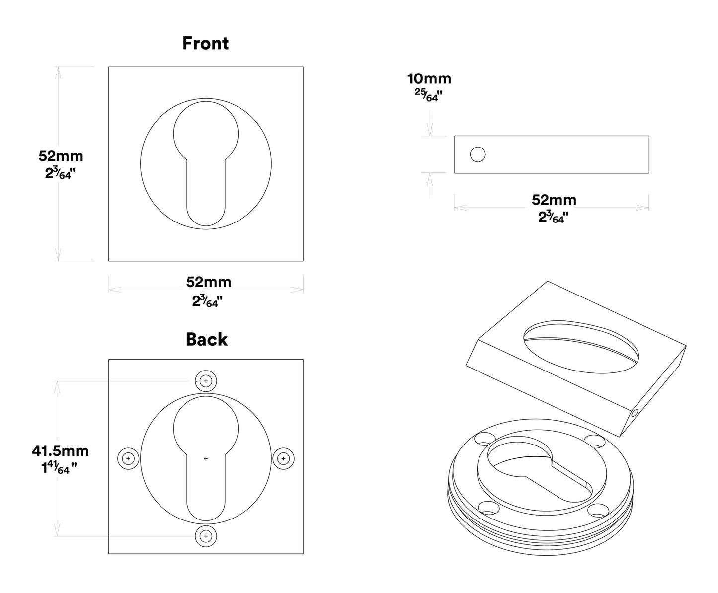 Iver Berlin Door Lever on Square Rose Entrance Kit Key/Key - Available in Various Finishes