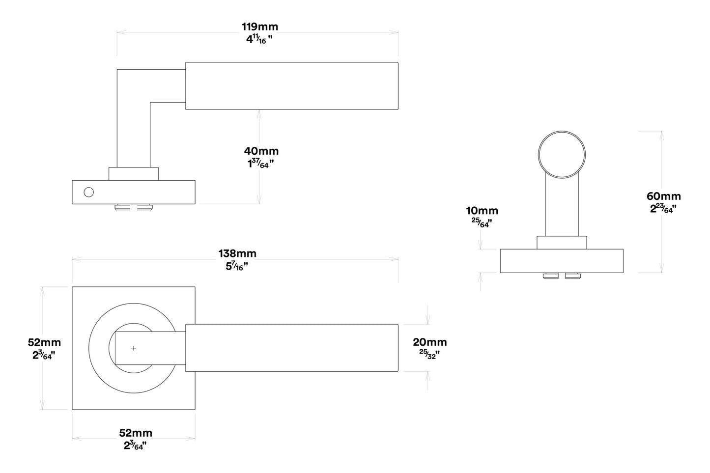 Iver Berlin Door Lever on Square Rose Entrance Kit Key/Key - Available in Various Finishes