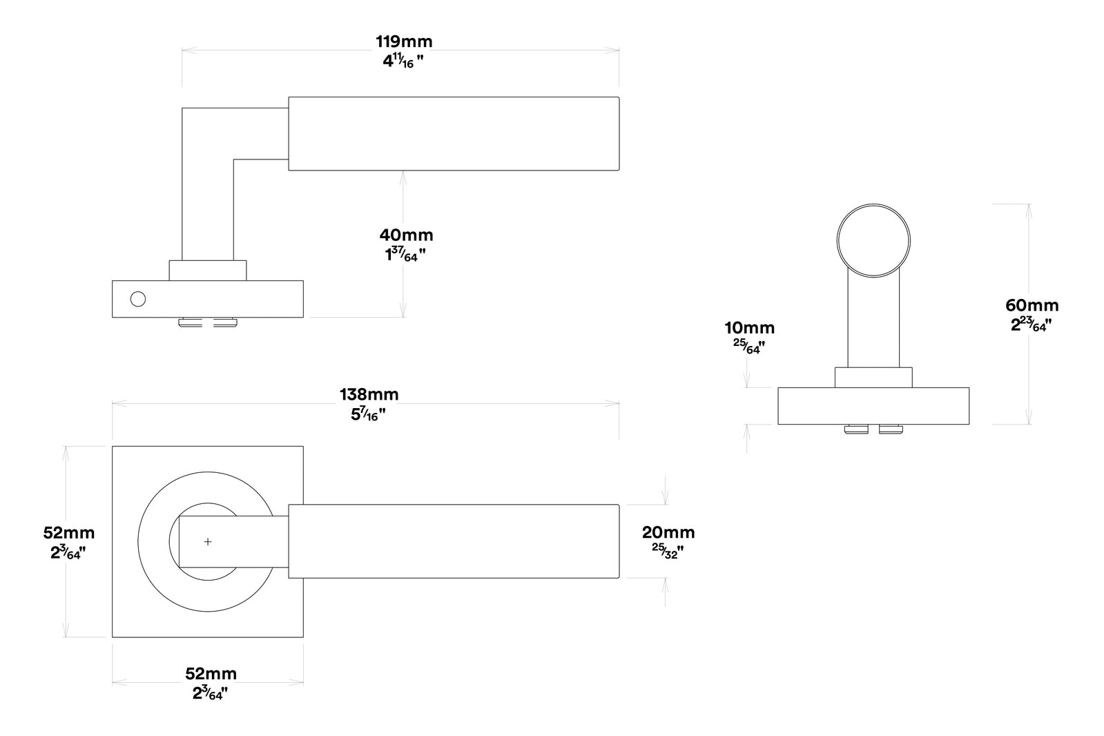 Iver Berlin Door Lever on Square Rose Entrance Kit Key/Key - Available in Various Finishes