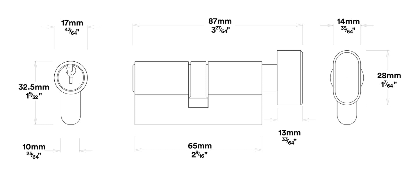 Iver Brunswick Door Pull Handle Entrance Kit Key/Thumb 600mm - Available in Various Finishes