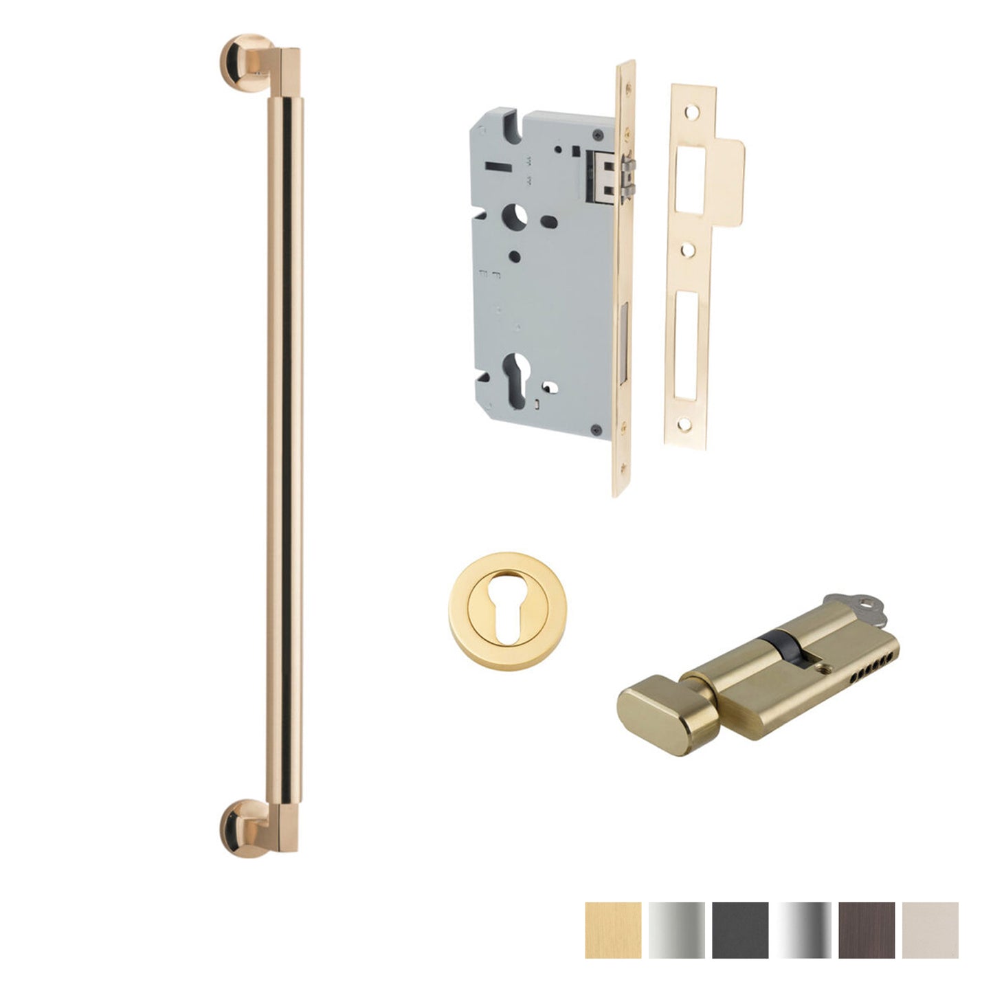 Iver Berlin Door Pull Handle Entrance Kit Key/Turn - Available in Various Finishes and Sizes