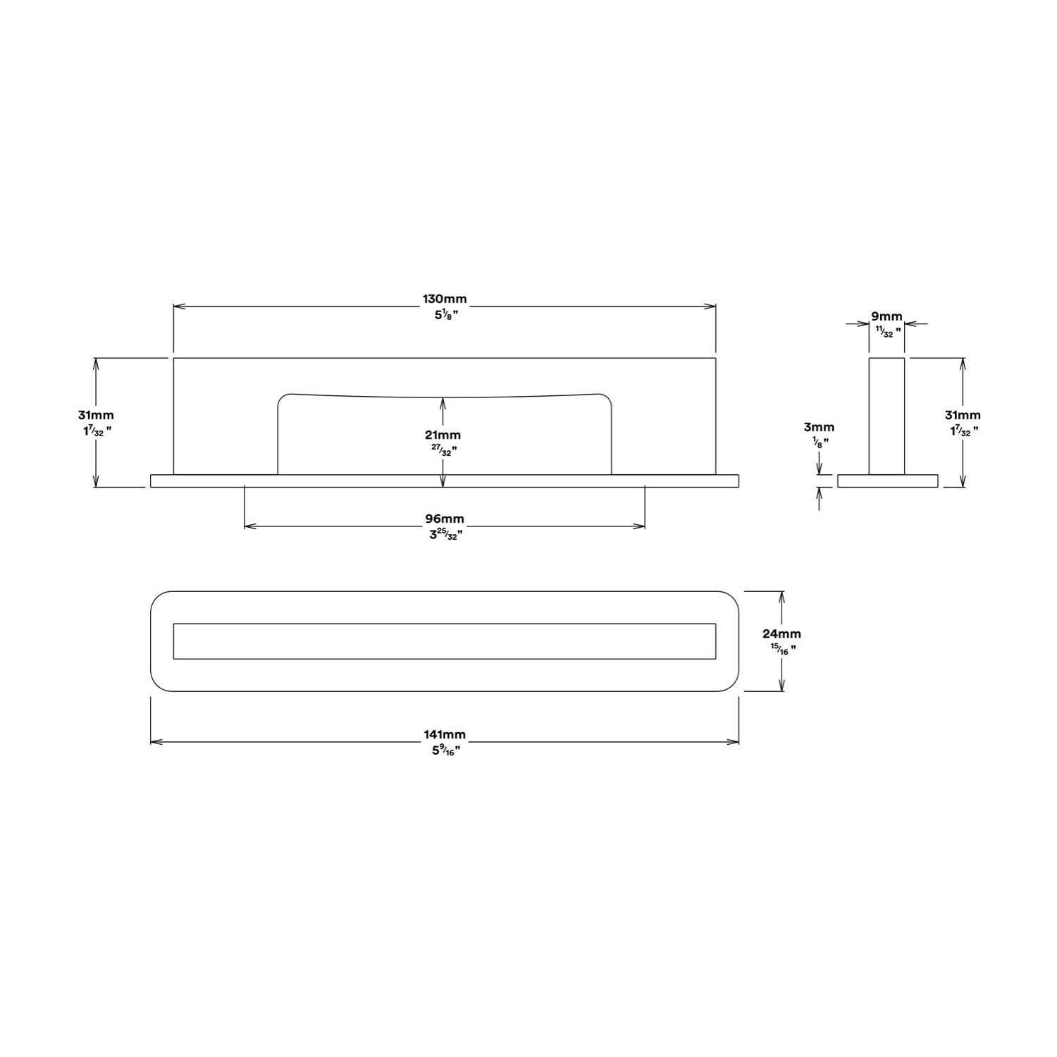 Iver Cali Cabinet Pull with Backplate - Available in Various Finishes and Sizes