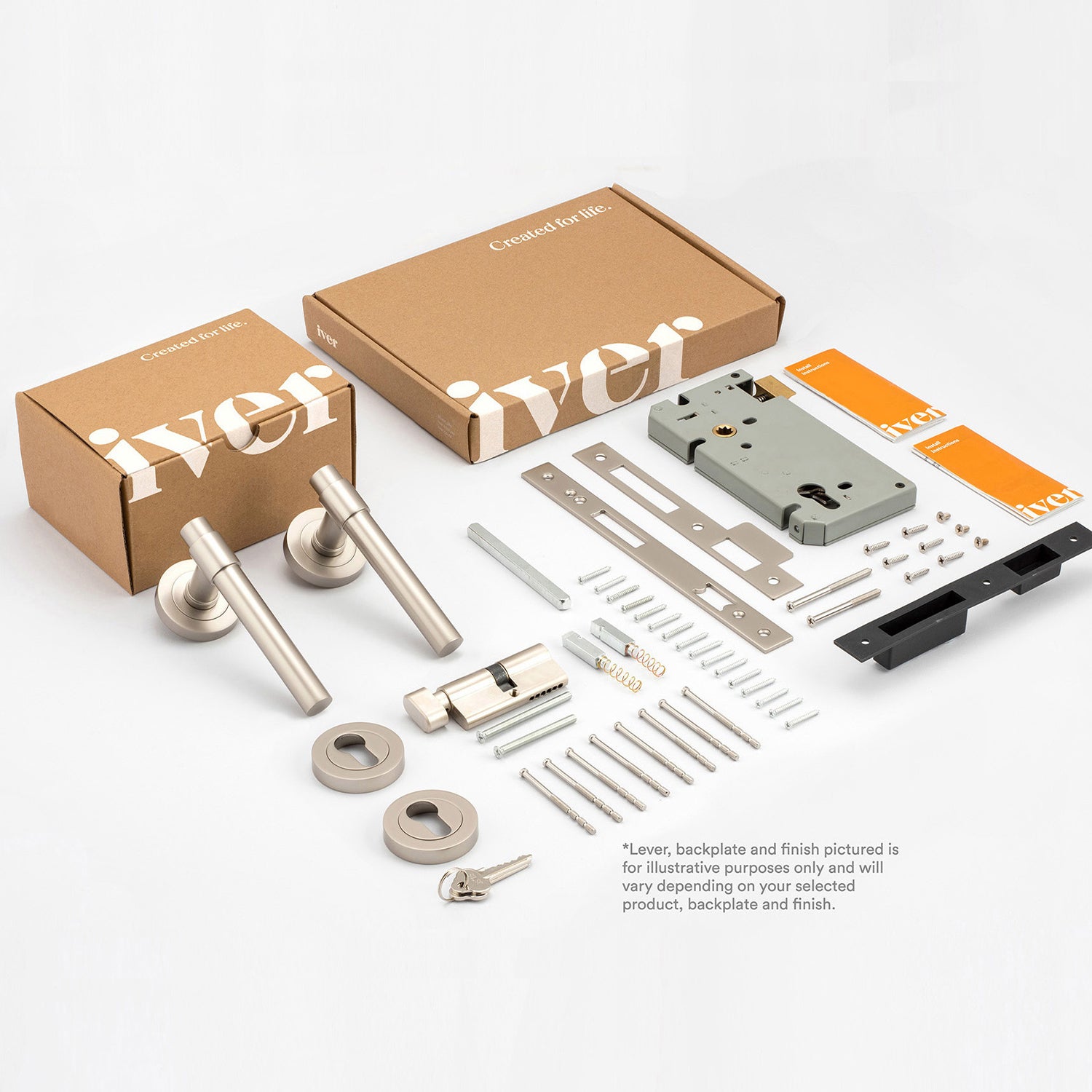 Iver Verona Door Lever on Round Rose Entrance Kit Key/Thumb - Available in Various Finishes
