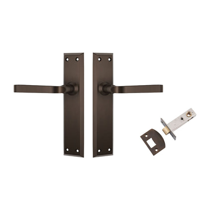 Tradco Menton Door Lever on Long Backplate Passage Set Antique Brass 0678KPASS60