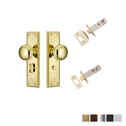 Tradco Milton Door Knob on Long Backplate Privacy Set - Available in Various Finishes