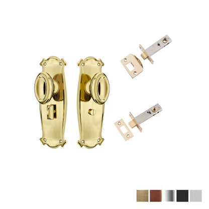Tradco Bungalow Door Knob on Backplate Privacy Set - Available in Various Finishes