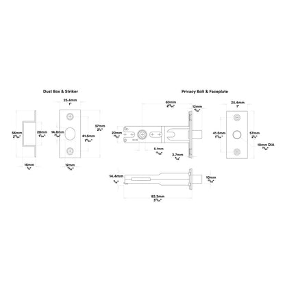 Iver Verona Door Lever on Rectangular Backplate Privacy Kit with Turn