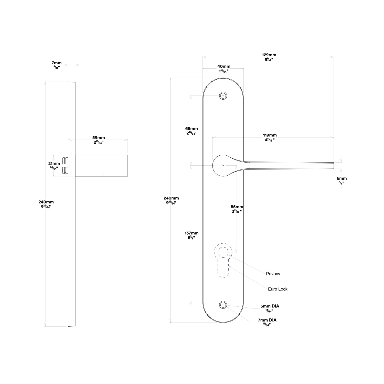 Iver Como Door Lever Handle on Oval Backplate Entrance Kit Key/Thumb - Available in Various Finishes