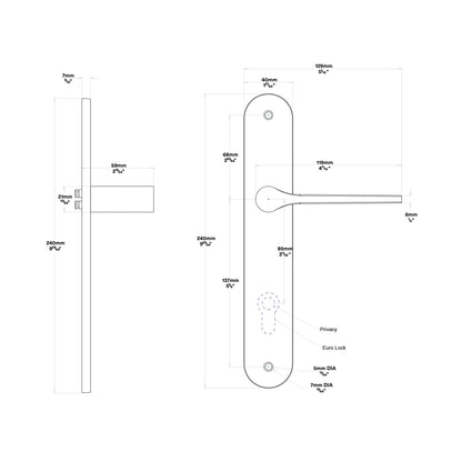 Iver Como Door Lever Handle on Oval Backplate Entrance Kit Key/Thumb - Available in Various Finishes