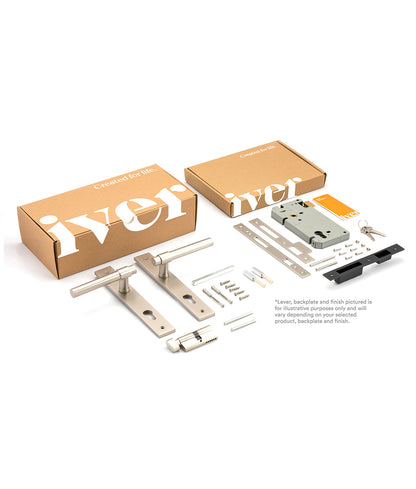 Iver Como Door Lever Handle on Oval Backplate Entrance Kit Key/Thumb - Available in Various Finishes