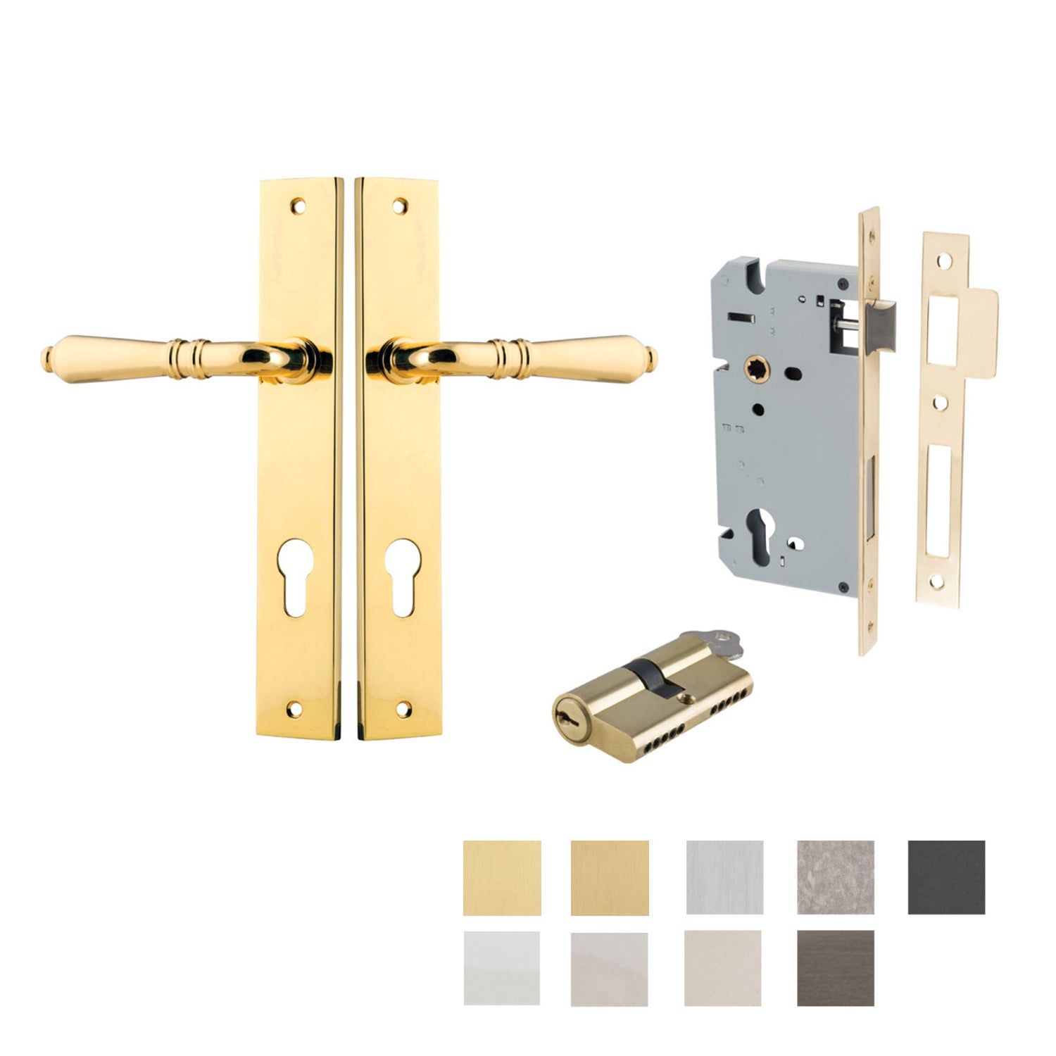 Iver Sarlat Door Lever Handle on Rectangular Backplate Entrance Kit Key/Key