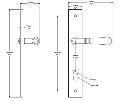 Iver Sarlat Door Lever Handle on Rectangular Backplate Entrance Kit Key/Thumb