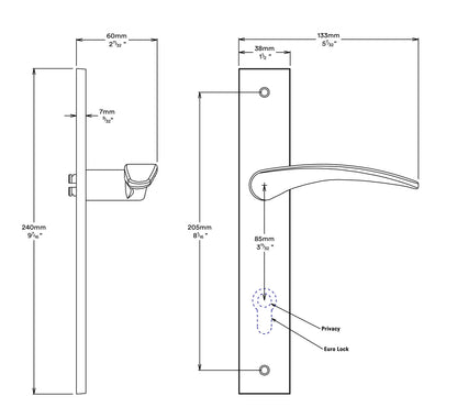 Iver Oxford Door Lever Handle on Rectangular Backplate Passage Kit - Available in Various Finishes