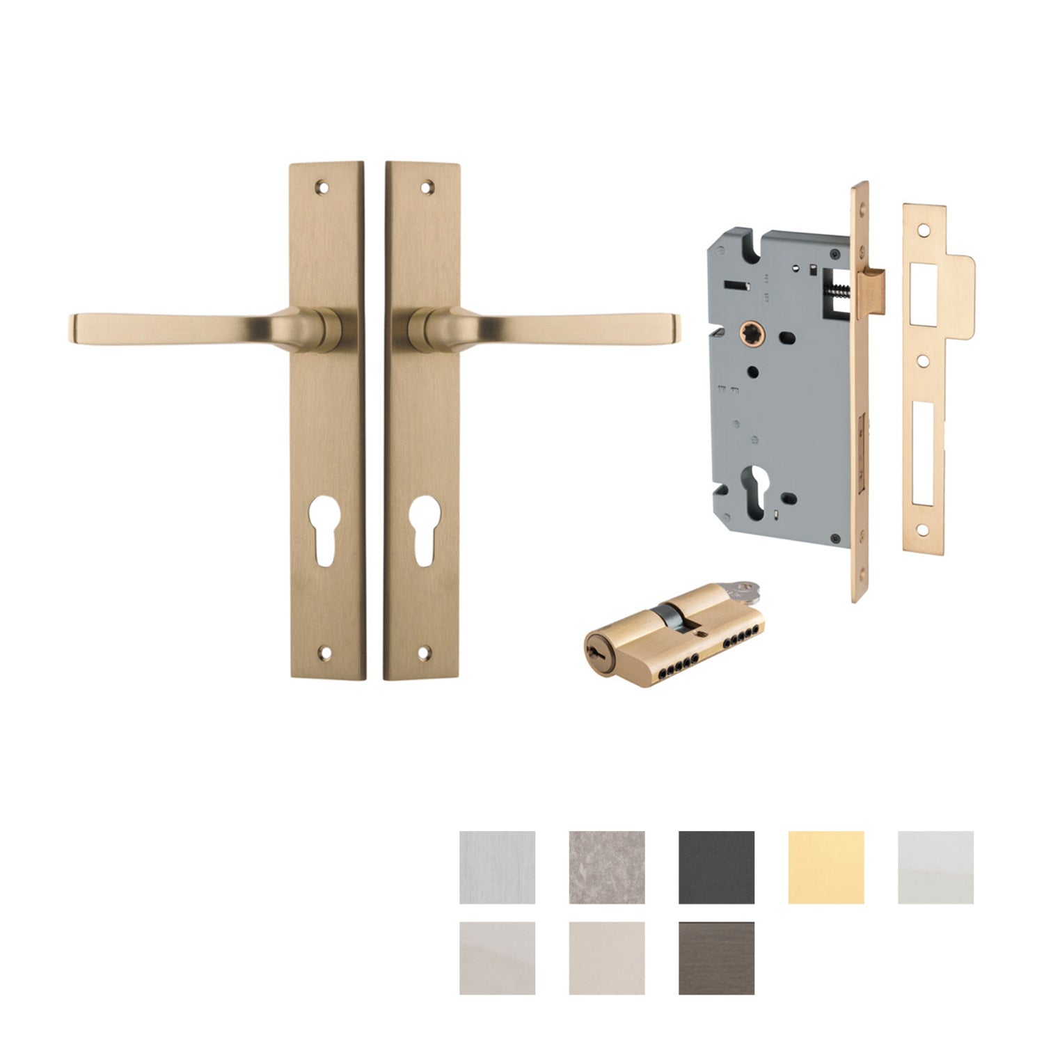 Iver Annecy Door Lever Handle on Rectangular Backplate Entrance Kit Key/Key