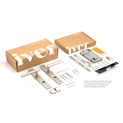Iver Sarlat Door Lever Handle on Shouldered Backplate Entrance Kit Key/Key